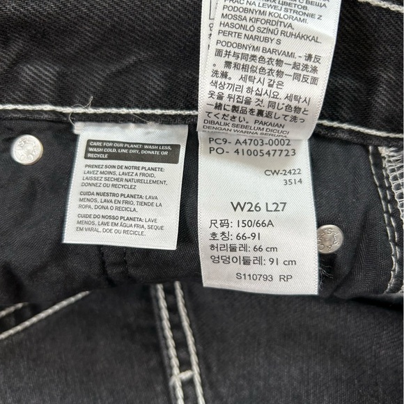 Levis Ribcage Ankle Straight Faded Black Jeans Contrast Stitch Size W26/L27 - Picture 10 of 11